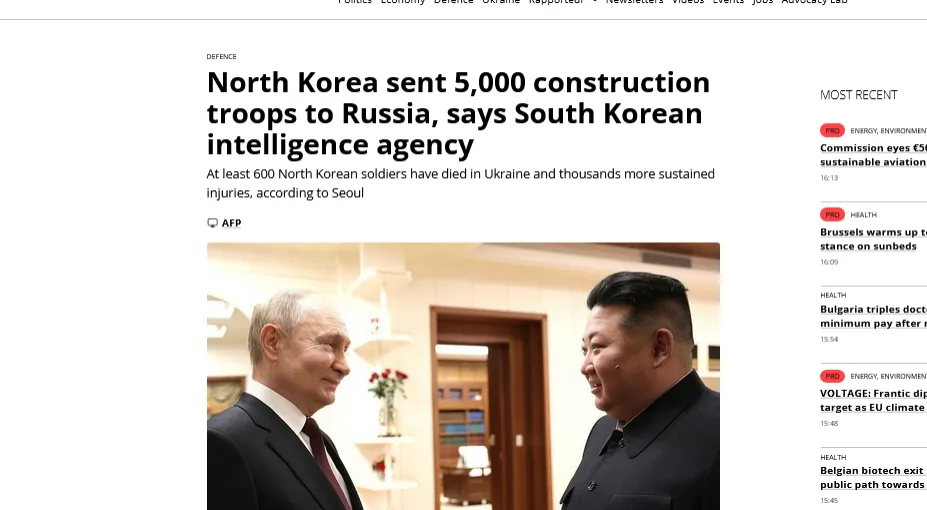 Північна Корея відправила близько 5000 бійців будівельних військ до росії – Euractiv