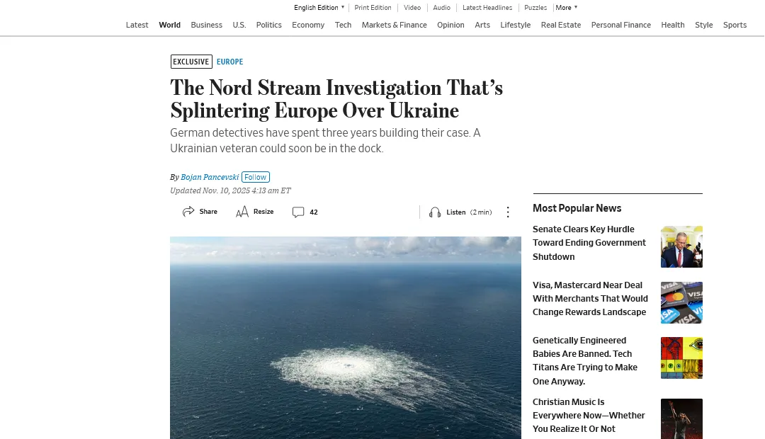 Слідчі Німеччини вважають, що підривом Північних потоків керував Залужний – The Wall Street Journal