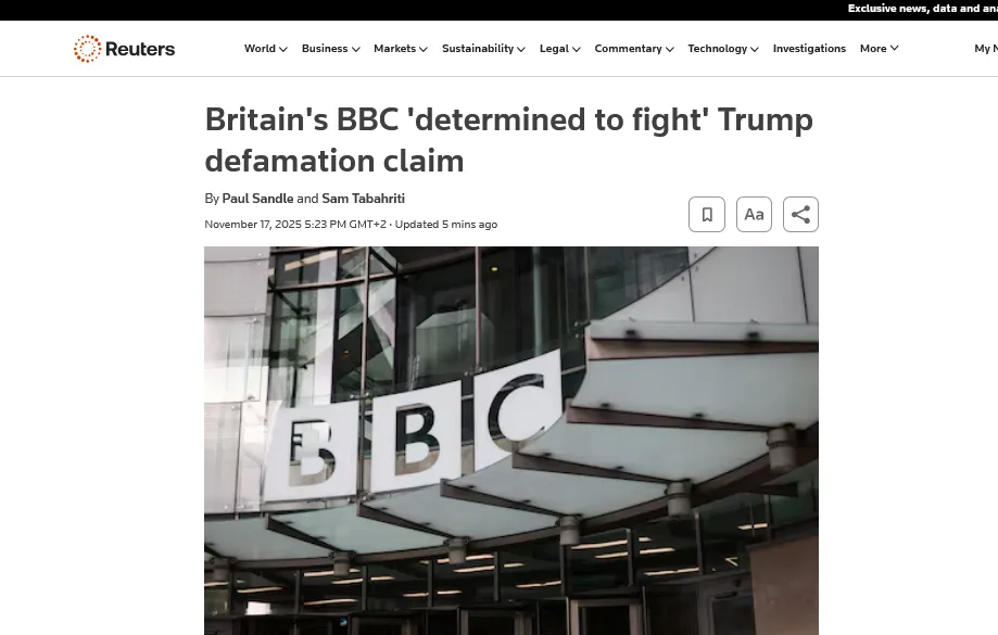 BBC судитиметься з Трампом і не платитиме йому $1 мільярд – Reuters