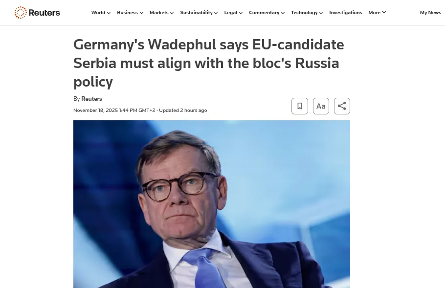 Niemcy przypomniały Serbii, że wprowadzenie sankcji wobec rosji jest warunkiem przystąpienia do Unii Europejskiej