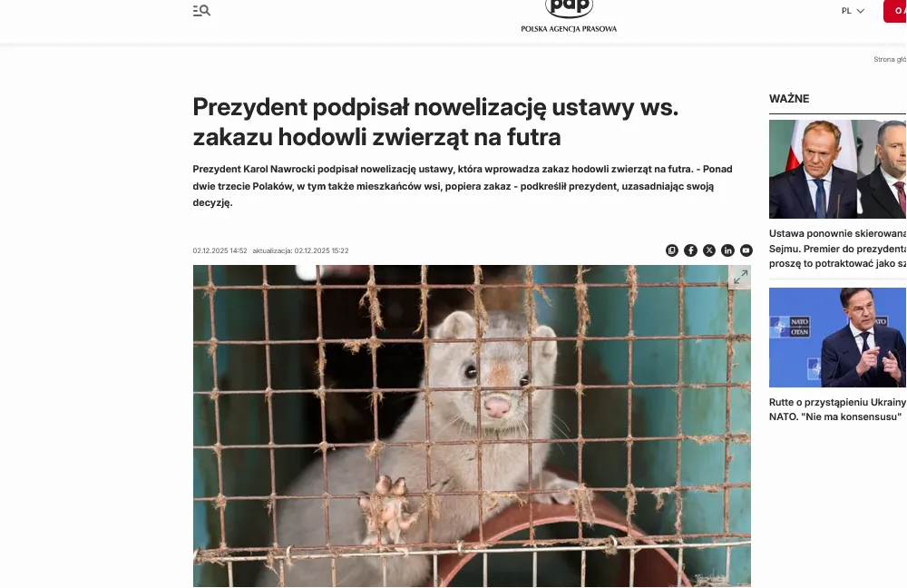 У Польщі заборонили хутрові ферми – PAP