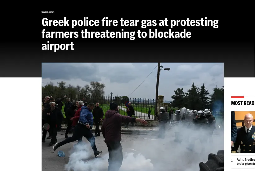 У Греції розігнали сльозогінним газом фермерів, які хотіли блокувати аеропорт