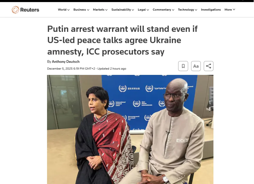 путіна судитимуть, навіть якщо мирні переговори передбачатимуть амністію – прокурори МКС