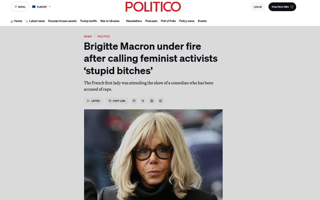 Дружина Макрона потрапила у скандал, назвавши феміністок «тупими суками»