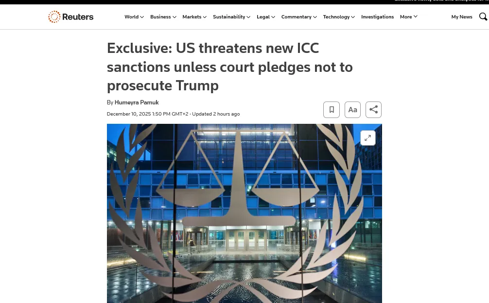 США погрожують новими санкціями МКС, щоб той не переслідував Трампа – Reuters