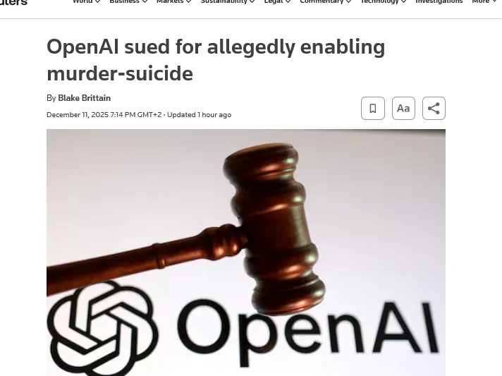 OpenAI хочуть засудити за ChatGPT, який нібито спонукав психічно хворого вбити матір