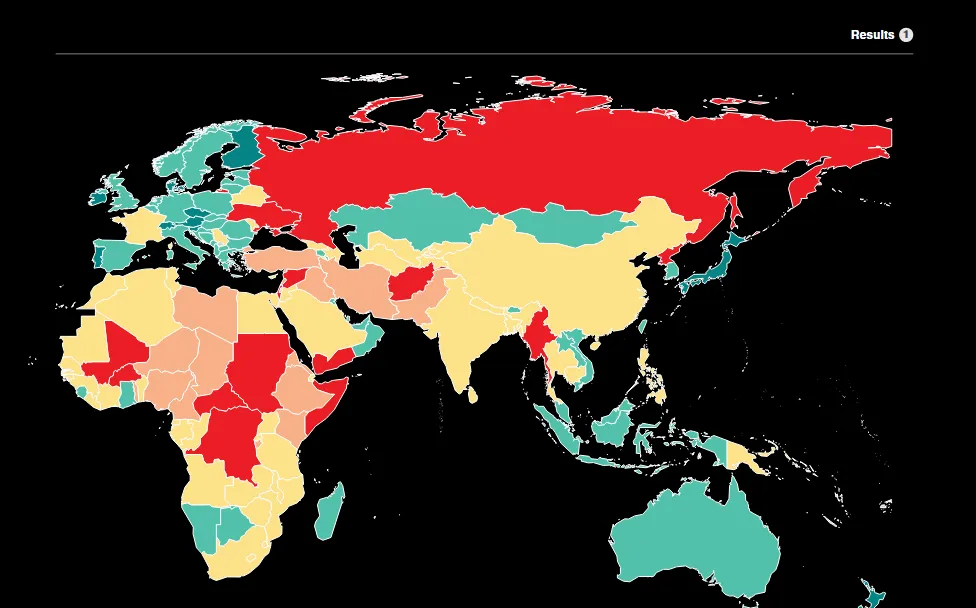 rosja na czele rankingu najmniej pokojowych krajów świata według Global Peace Index 2025