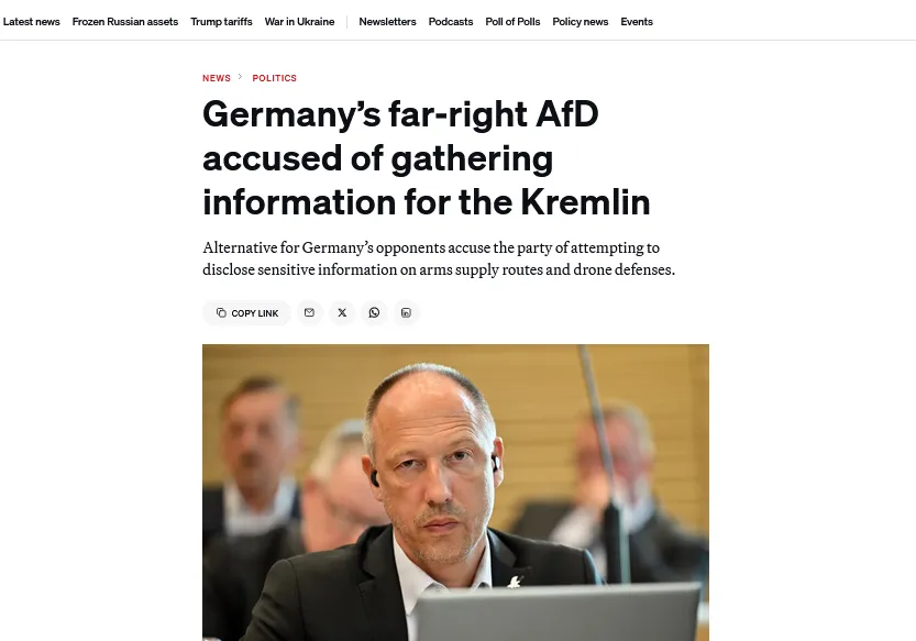 Партію Альтернатива для Німеччини звинуватили у шпигунстві на користь рф