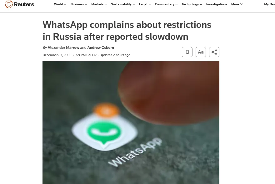 WhatsApp звинуватив владу рф у порушенні права 100 мільйонів громадян на приватне листування
