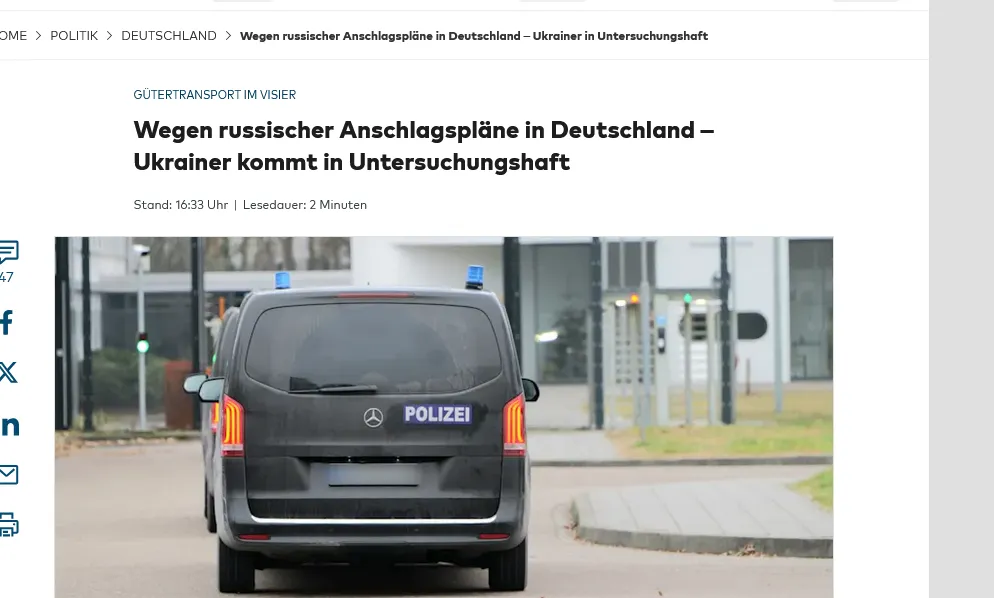 У Німеччині арештували українця, який готував диверсію на залізниці