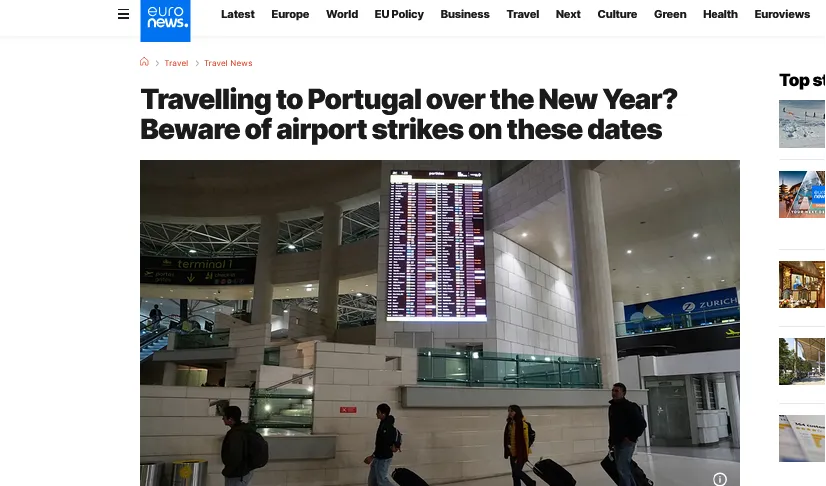 Новорічні подорожі до Португалії під загрозою через масштабний страйк аеропортів