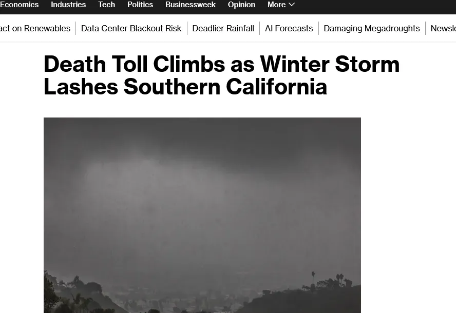 Шторм забрав життя трьох людей у Каліфорнії та спричинив блекаут