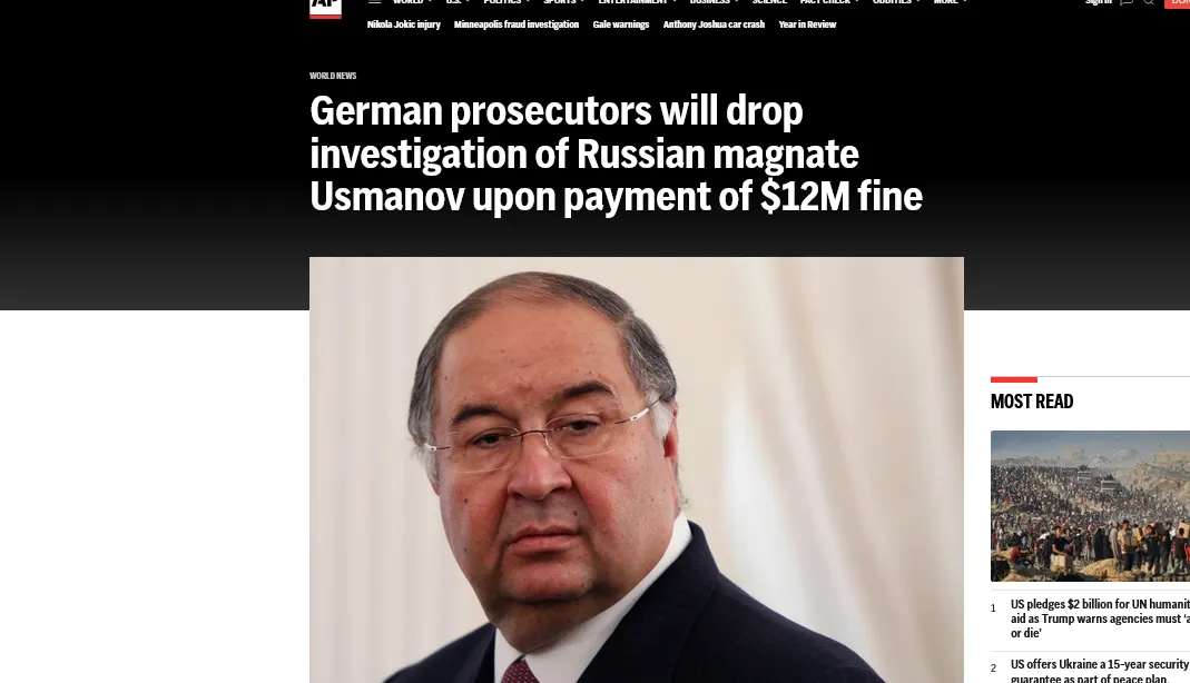 У Німеччині припинять розслідування проти путінського олігарха Усманова