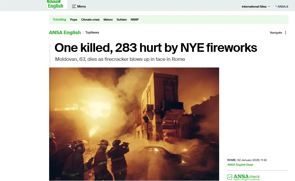 В Італії від феєрверків постраждали сотні людей, є загиблий – ANSA