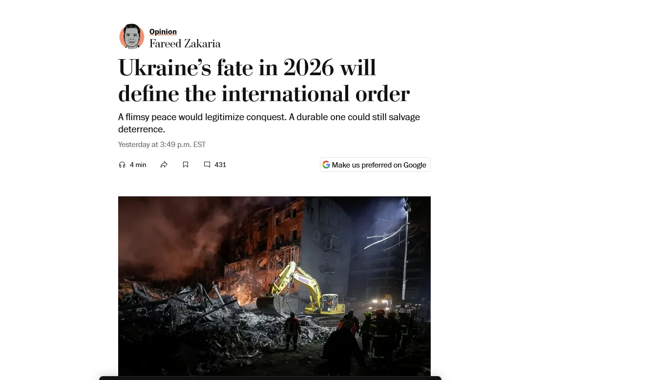 Результат війни в Україні визначить майбутній міжнародний порядок і долю Західного альянсу – WP