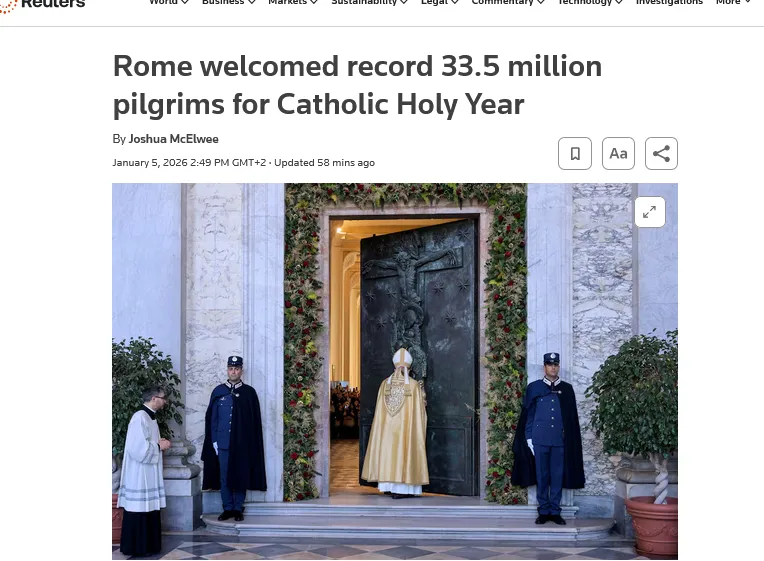 Рекордні 33 мільйони прочан відвідали Ватикан у Католицький Ювілейний рік