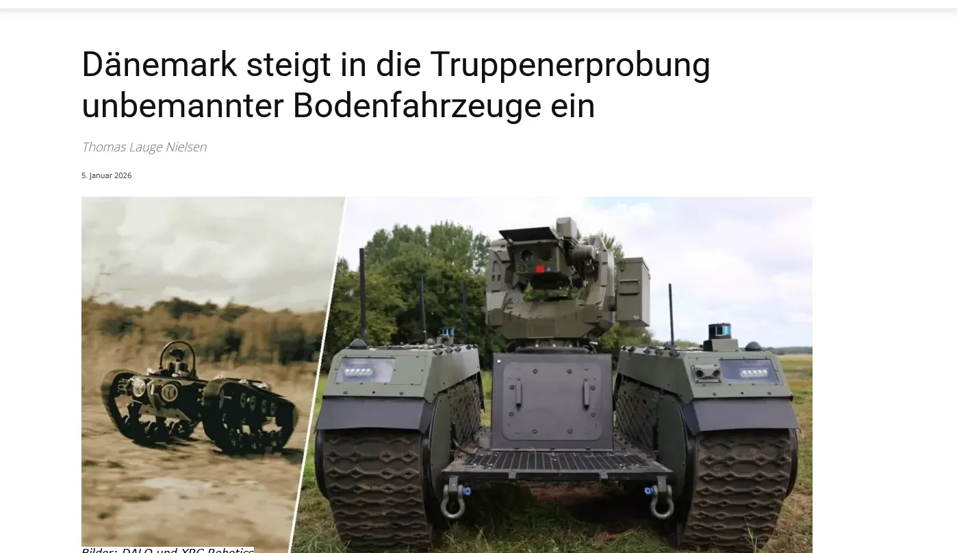 Данія розпочала масштабні випробування наземних роботів у бойових підрозділах