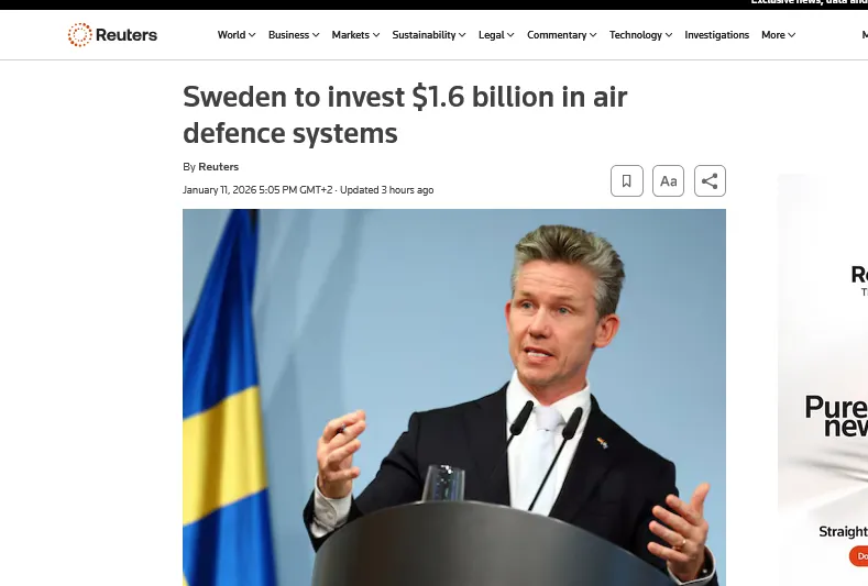 Швеція виділяє $1,6 млрд на посилення захисту неба та критичної інфраструктури