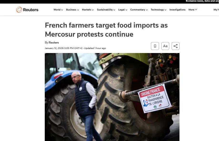 Французькі фермери протестують проти торгівлі з Південною Америкою