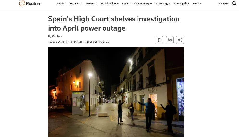 Вищий суд Іспанії закрив справу про весняний блекаут – Reuters