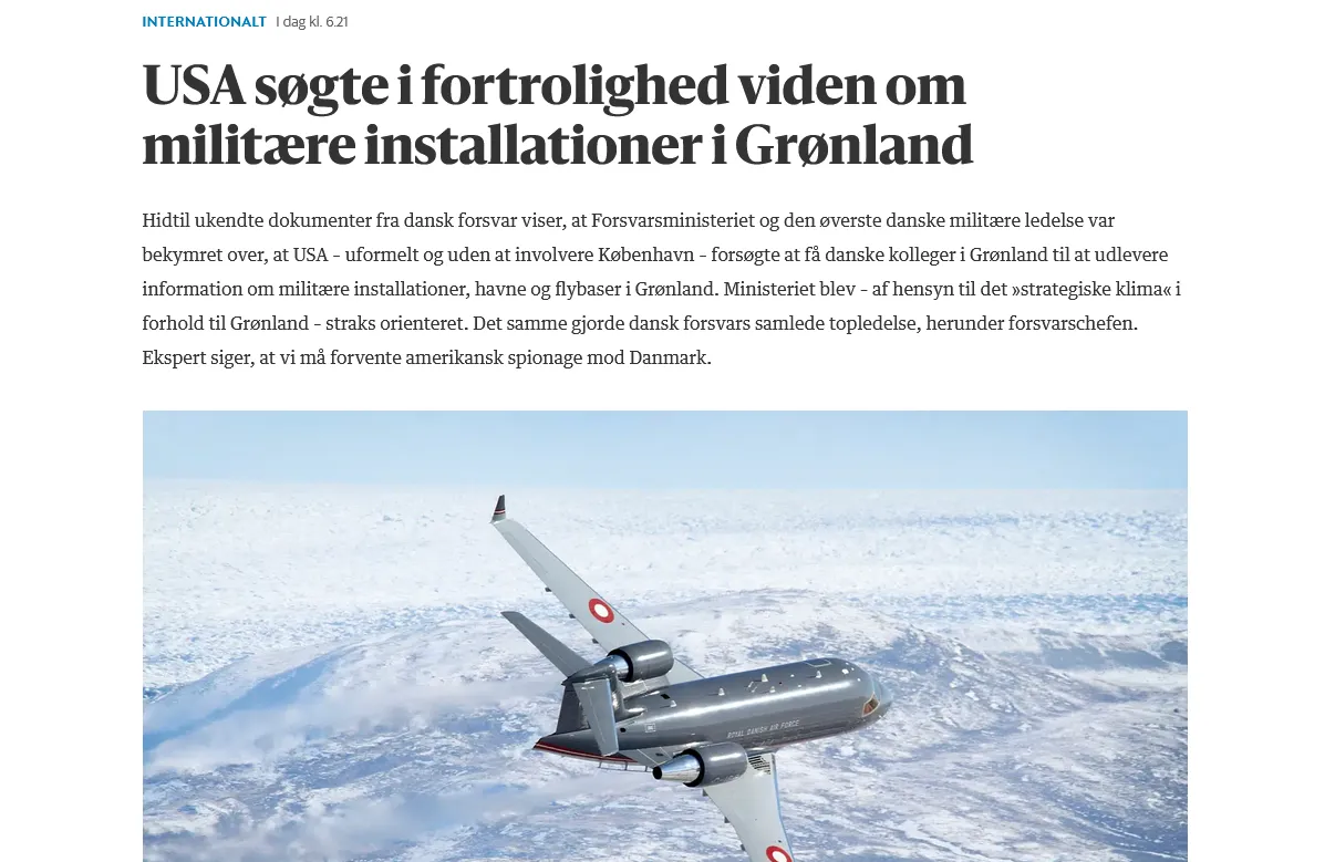 США таємно збирали дані про військову інфраструктуру Гренландії