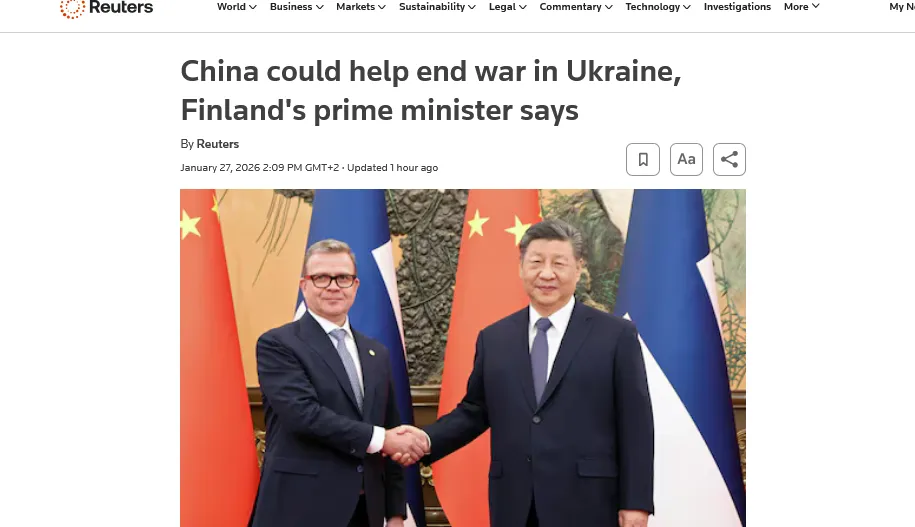 Прем’єр Фінляндії закликав Китай зупинити війну в Україні