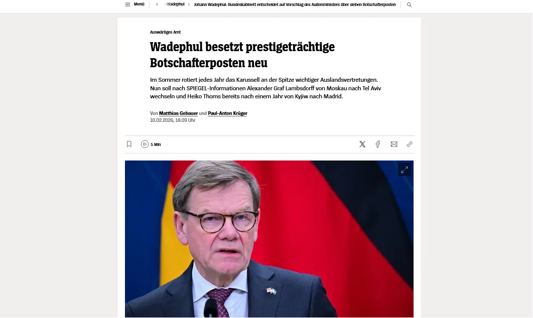 Німеччина замінить посла в Україні Гайко Томса на тлі масштабної ротації