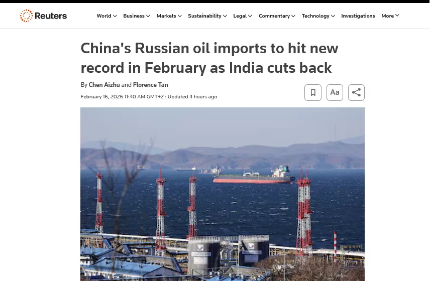 Китай встановить новий рекорд з імпорту нафти з рф на тлі індійської відмови