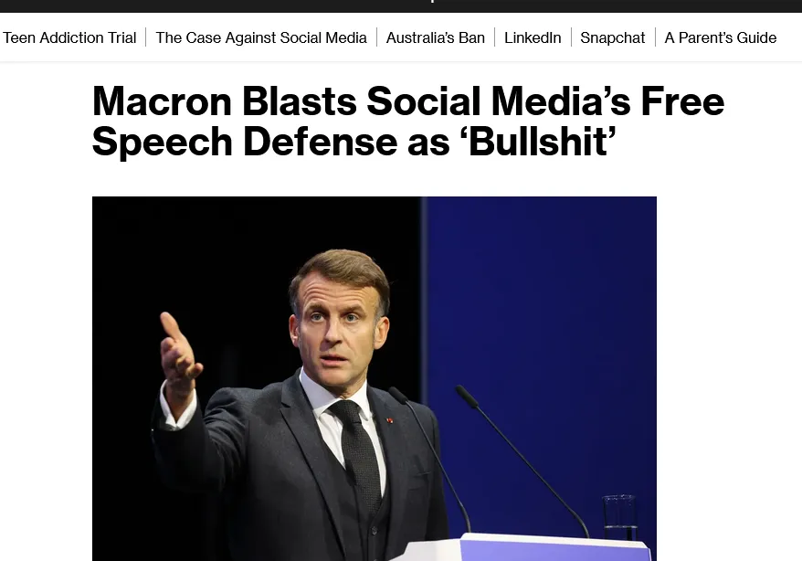 Макрон назвав нісенітницею свободу слова в мережах без прозорих правил