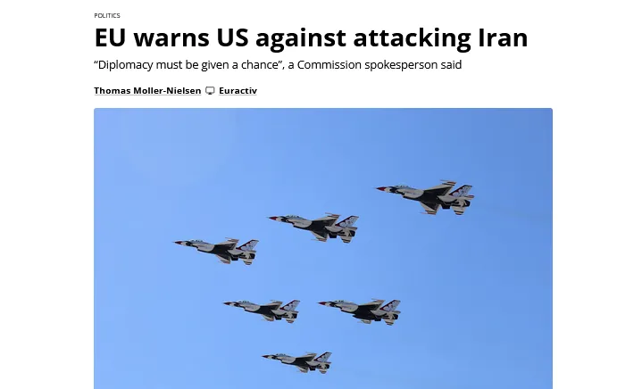 ЄС застерігає США від військового нападу на Іран та закликає до дипломатії