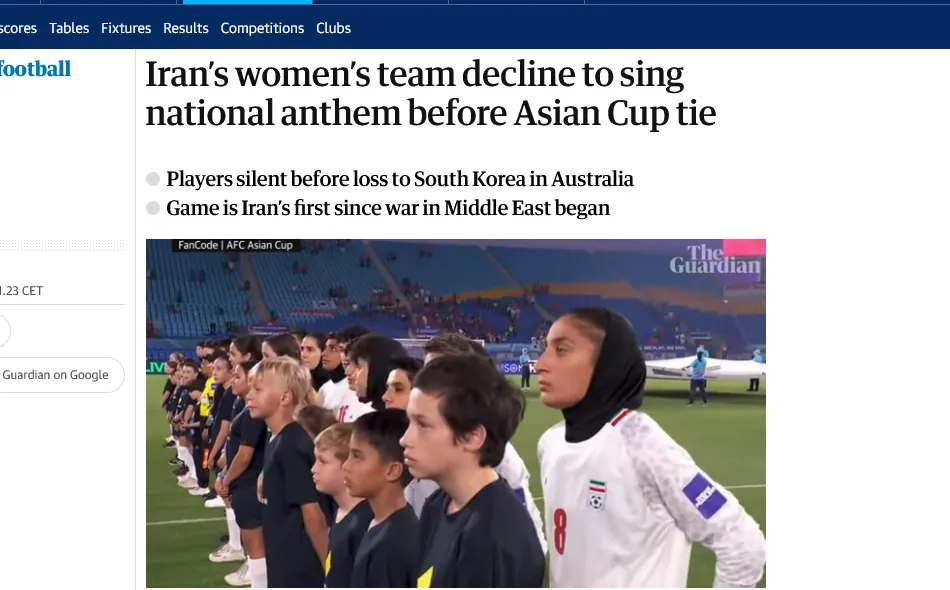 Іранські футболістки відмовилися співати гімн країни на Кубку Азії в Австралії