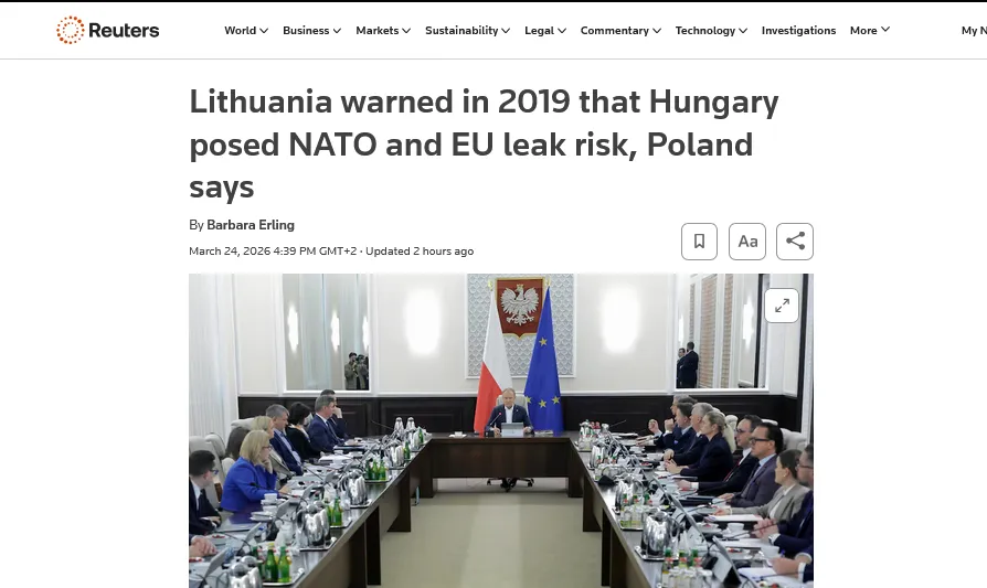 Литва ще в 2019 просила усунути Угорщину від засідань НАТО через підозри у зливі даних рф