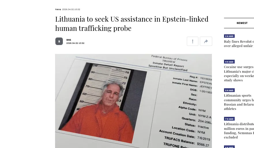 Литва звернеться до США за правовою допомогою у справі Епштейна