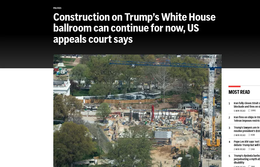 A U.S. appeals court has temporarily allowed Trump to proceed with the construction of a ballroom at the White House