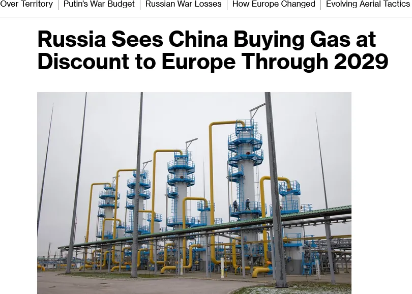 рф три роки продаватиме газ Китаю з величезною знижкою – Bloomberg