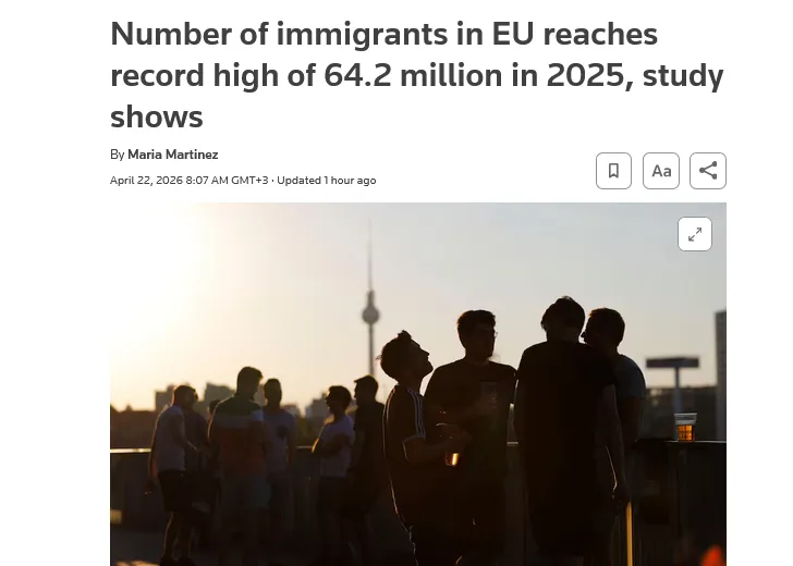 Кількість іммігрантів у ЄС досягла рекордної позначки у 64,2 мільйона осіб