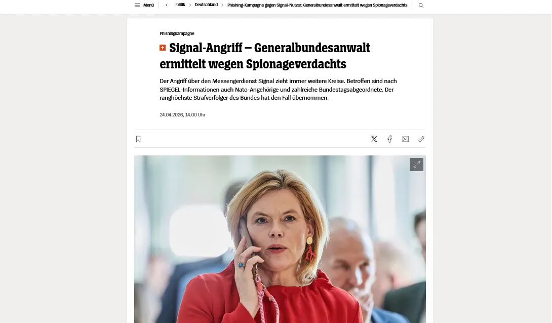 Німецькі прокурори розслідують масштабну кібератаку на політиків через Signal