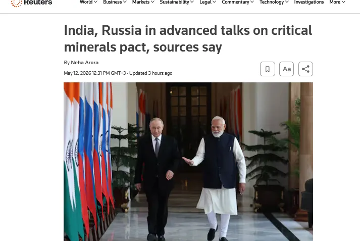 Russia and India are preparing an agreement on the joint development of critical mineral deposits – Reuters
