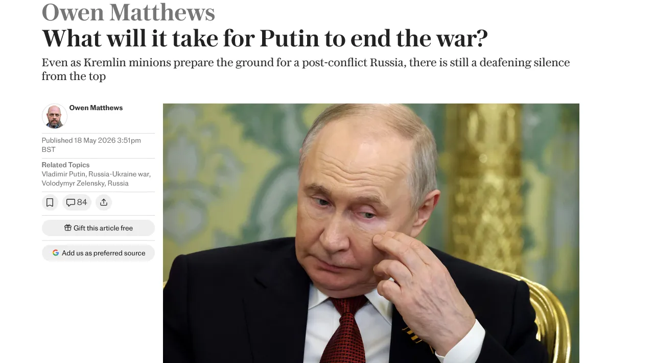 У Кремлі готові оголосити завершення війни без перемоги - The Telegraph