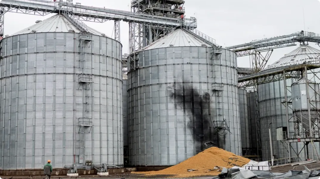 An enemy drone strike damaged a Kernel grain elevator in the Khmelnytskyi region