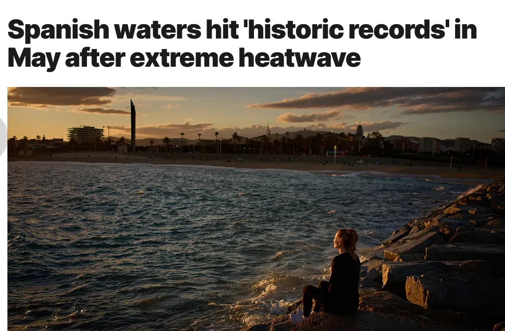 Abnormal temperature records were recorded in the waters off Spain in May