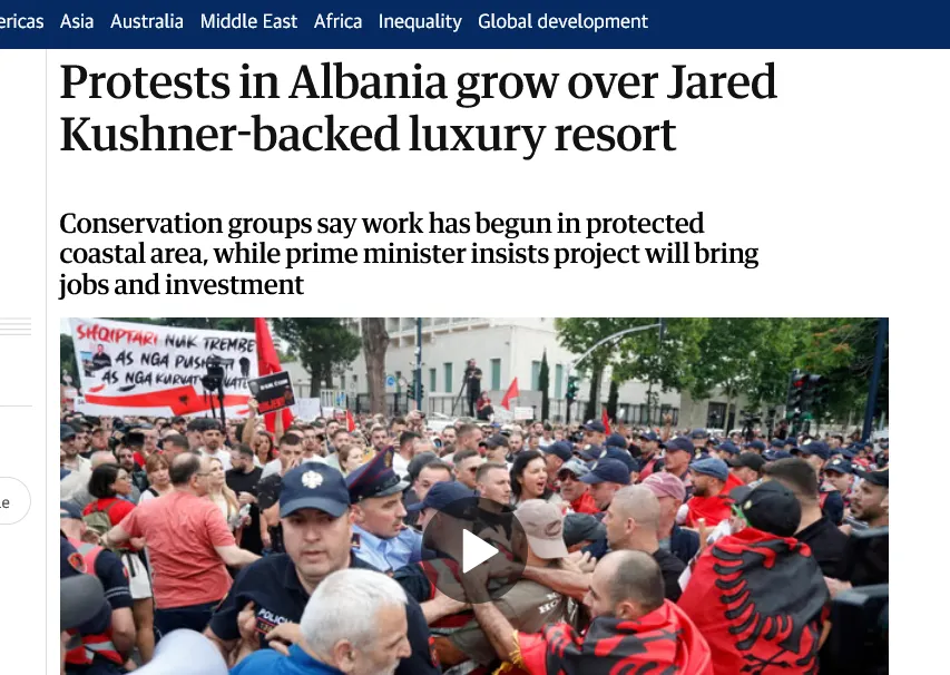 Албанію охопили протести через курорт зятя Трампа – The Guardian