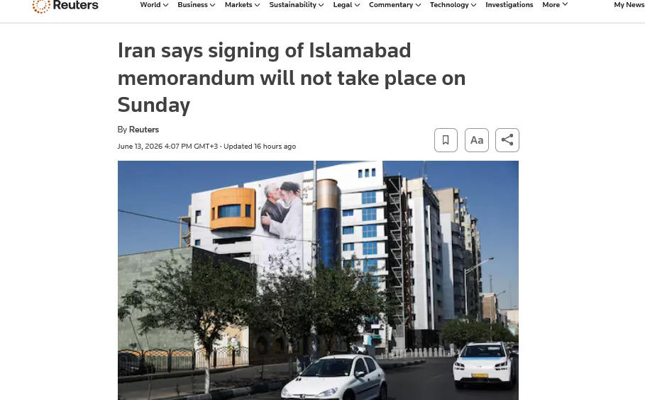 Iran has denied Trump's claim that a peace deal was signed on June 14 – Reuters