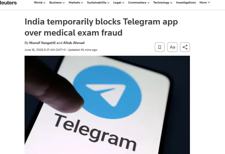 Telegram has been blocked in India following a leak of exam questions