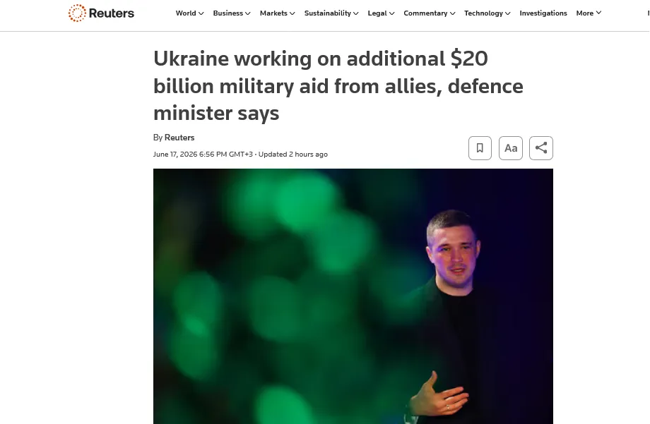 Ukraine Wants an Additional $20 Billion from Its Allies for Weapons – Reuters