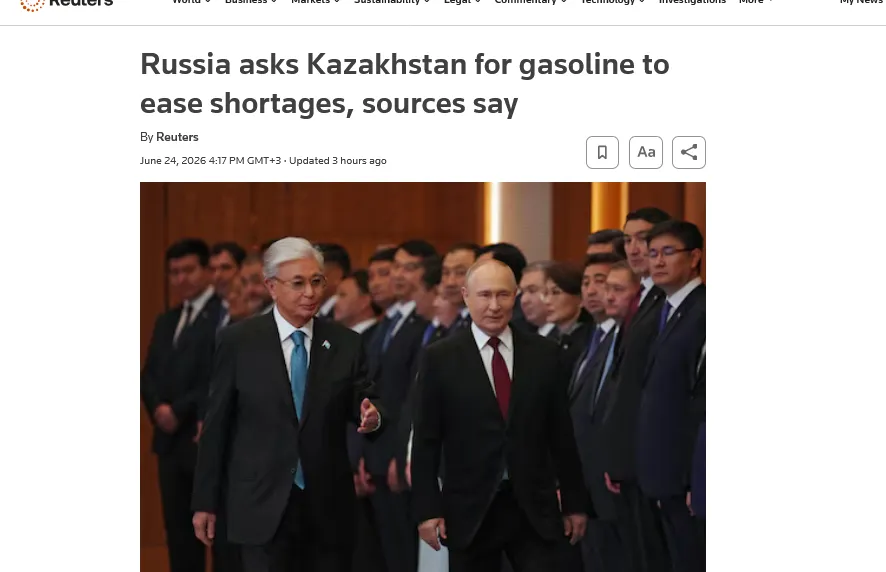 Russia Asks Kazakhstan for Help with Gasoline – Reuters