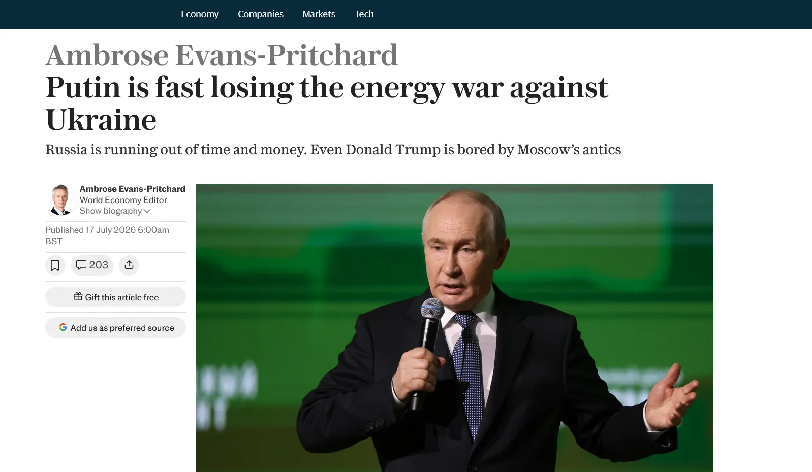 Россия проигрывает энергетическую войну Украине – The Telegraph