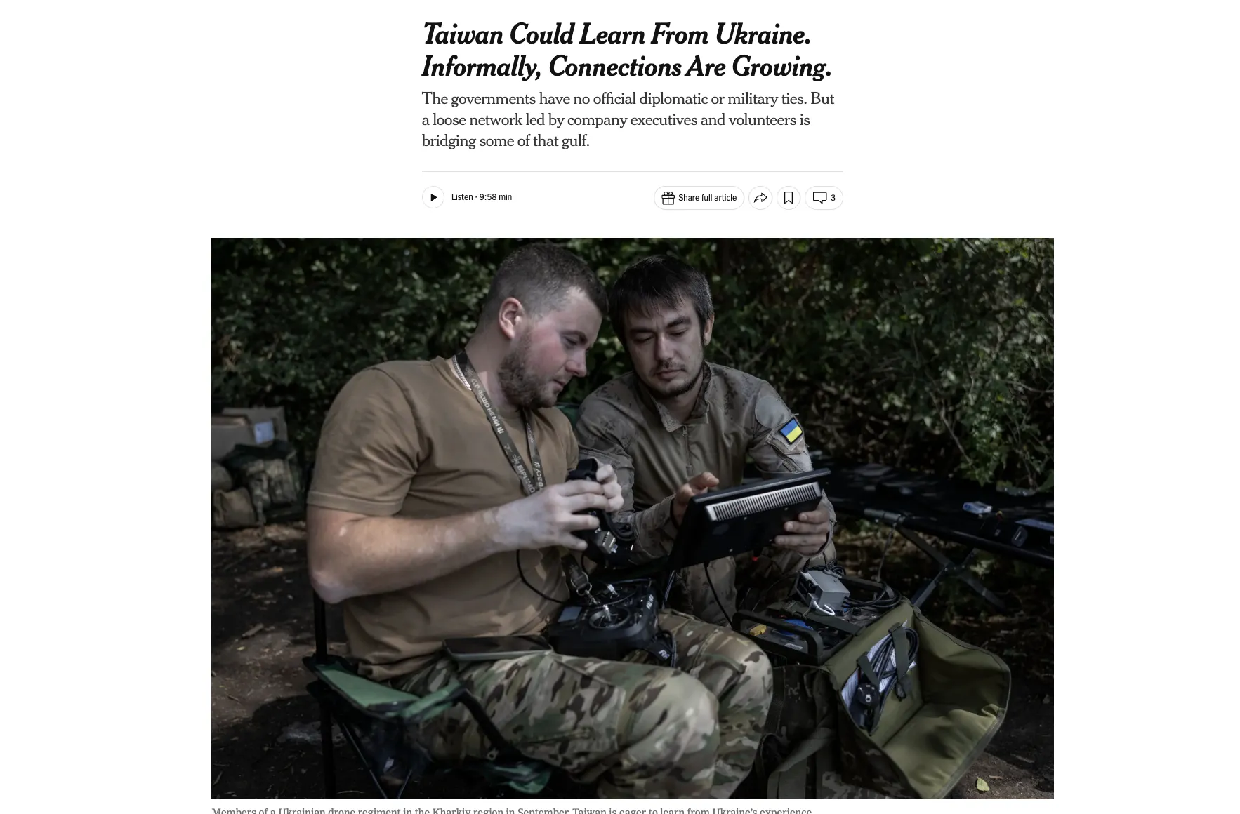 Тайвань вивчає український досвід на тлі загрози з боку Китаю — The New York Times