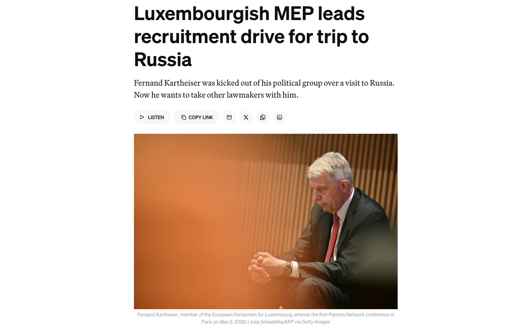Євродепутат запросив колег на форум Путіна в Петербург – Politico