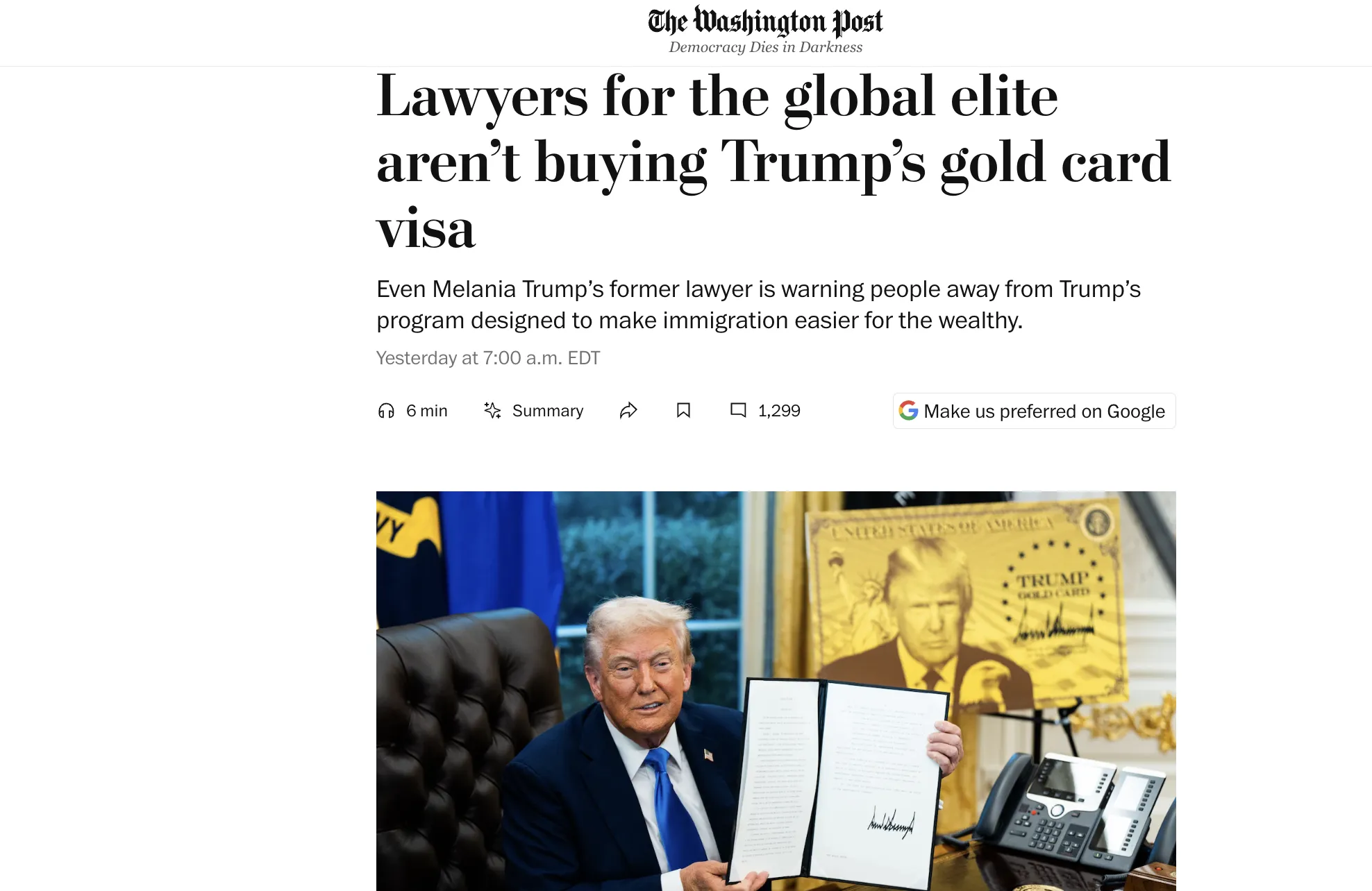 Золота віза Трампа зіткнулася з проблемами вже на старті –